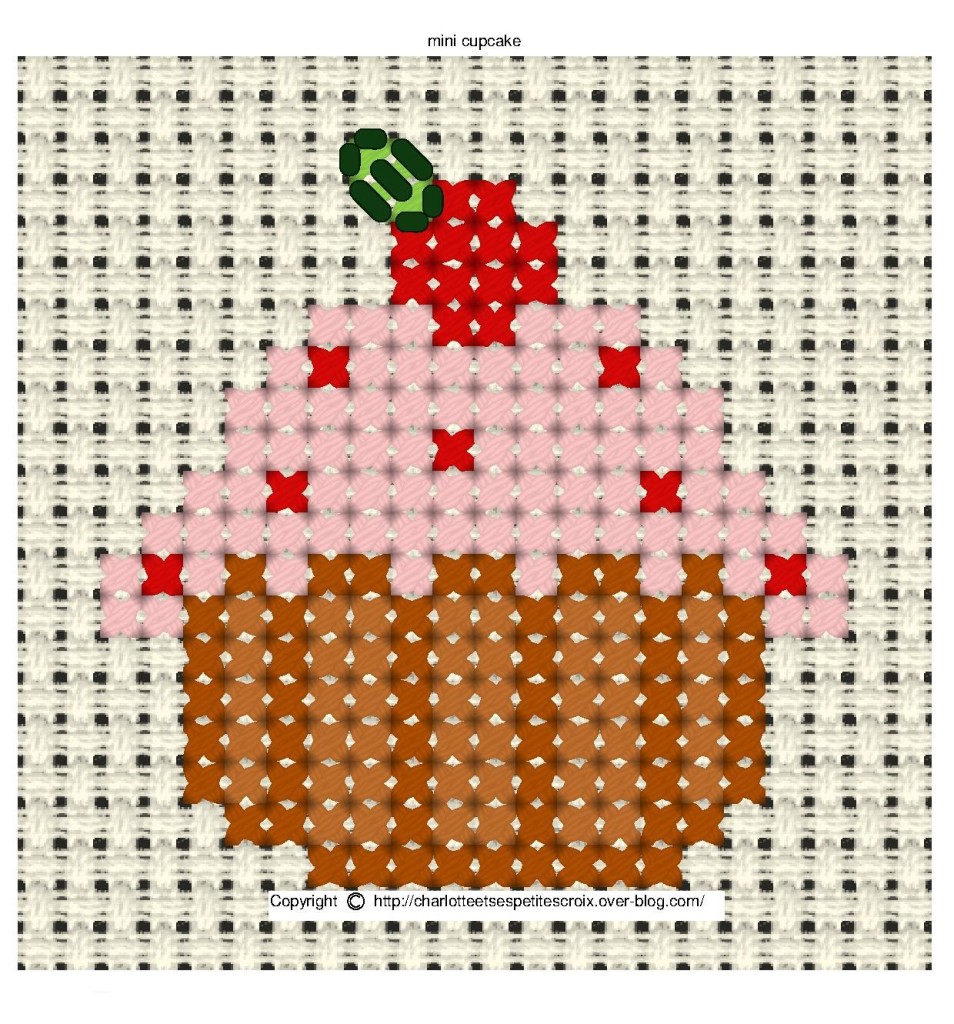 grille gratuite point de croix cupcake