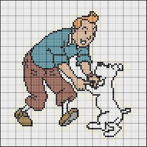 grille point de croix tintin et milou
