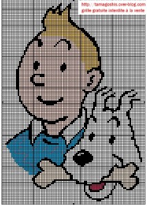 grille point de croix tintin et milou