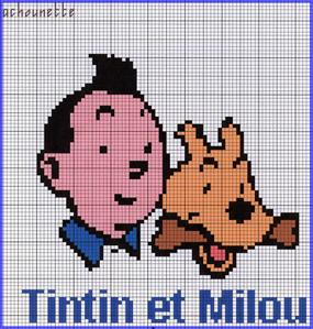 grille point de croix tintin et milou