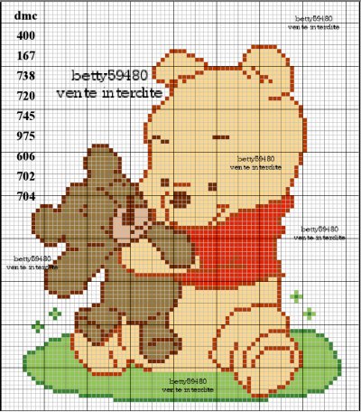 point de croix winnie grille gratuite
