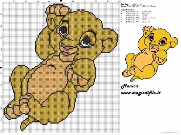 grille point de croix le roi lion