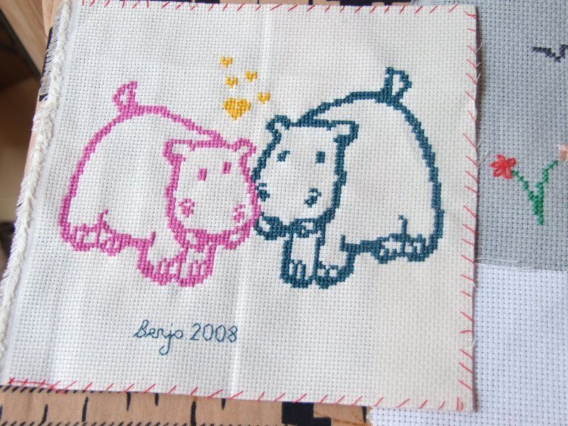 point de croix hippopotame
