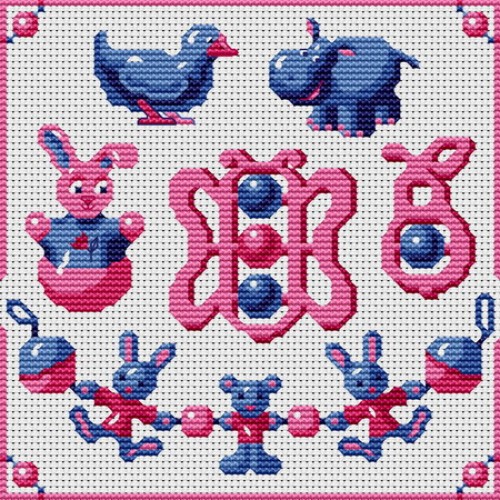 point de croix hippopotame