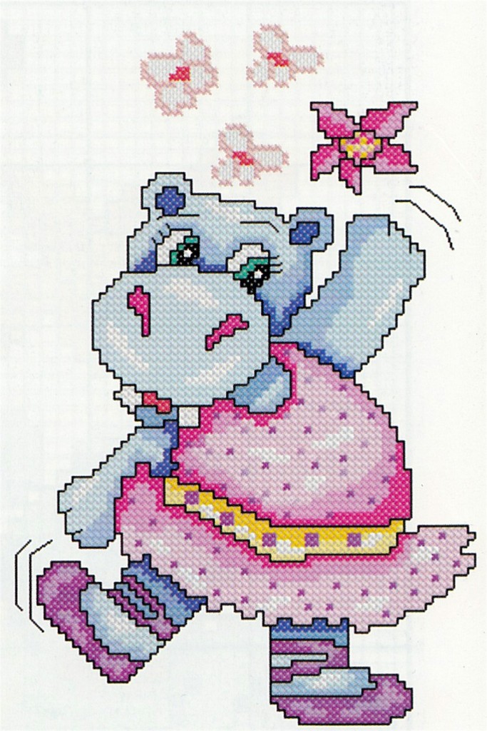 point de croix hippopotame