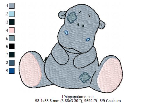 point de croix hippopotame
