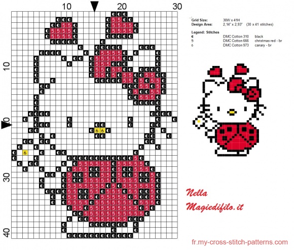 motif point de croix hello kitty