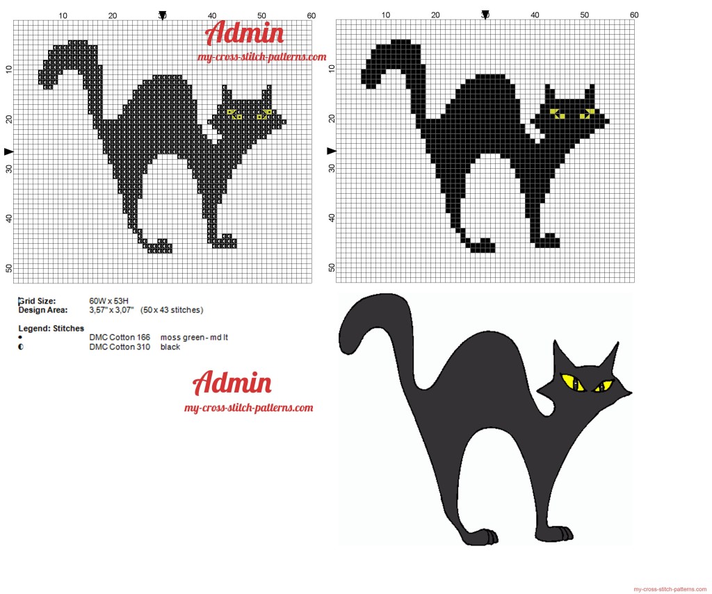 point de croix chat noir
