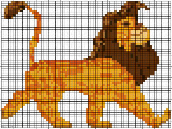 point de croix roi lion